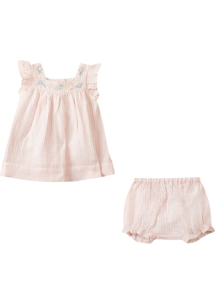 Pembe Pötükareli Fırfırlı Tunik ve Bloomer Şort Kız Bebek 2'li Set fiyatları