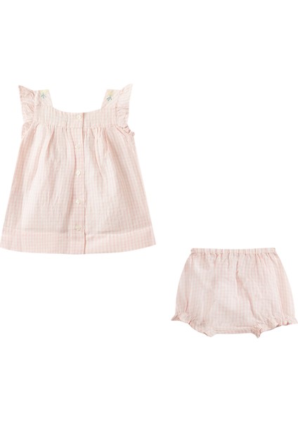 Pembe Pötükareli Fırfırlı Tunik ve Bloomer Şort Kız Bebek 2'li Set modelleri