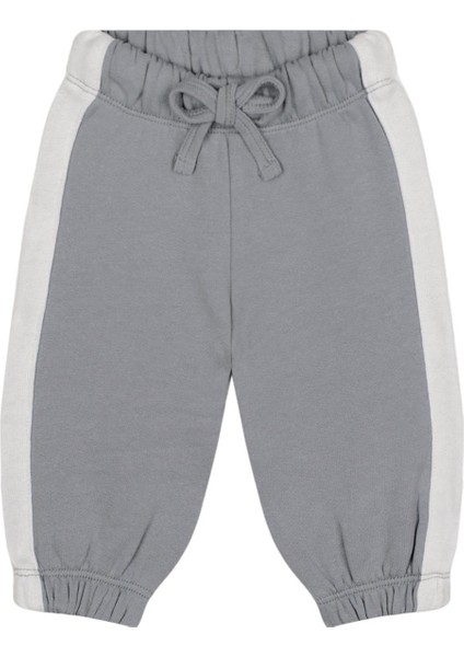 Gri Beyaz Kontrastlı Sweatshirt ve Pantolon Erkek Bebek 2'li Set modelleri