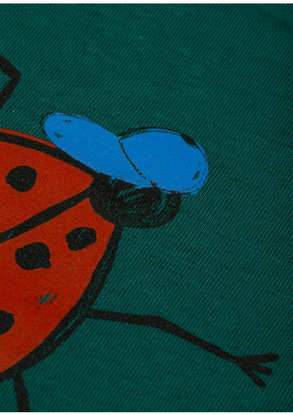 Lady Beetle Baskılı Yeşil Uzun Kollu Erkek Çocuk Sweatshirt indirimleri