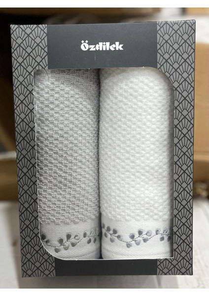 Filgo Çiçekli 2'li Kutulu Havlu Beyaz-Yeşil modelleri