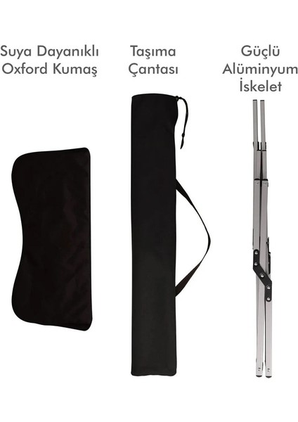 Portatif Alüminyum Katlanır Kamp Sadalyesi Siyah