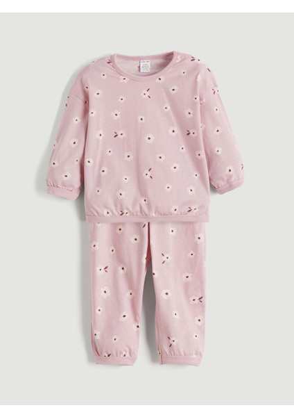 Yeni Sezon Bisiklet Yaka Çiçekli Kız Bebek Pijama Takımı
