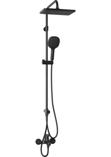Mode S Rain Duş Sistemi + Lento Banyo Bataryası 2 Parça Set – Mat Siyah