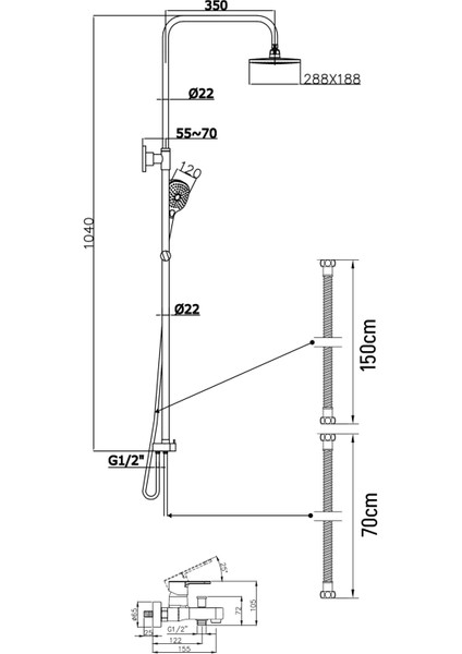 Mode S Rain Duş Sistemi + Lento Banyo Bataryası 2 Parça Set – Mat Siyah indirimleri
