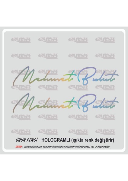Size Özel Isim Imzası Hologram 2 Adet Ad Soyad Imza ETIKET-20X4 cm Siyah - Mesaj Atıınız-