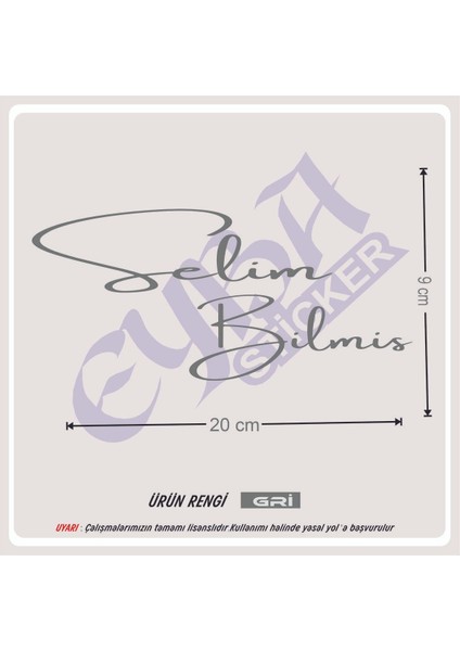 Size Özel Isim Imzası 1 Adet 20X9 cm Ön Cam Yazı Ad Soyad Imza Etiket- Oto Sticker -Mesaj Atıınız-