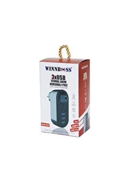 Siyah Termal Akım Korumalı 1xpriz 3xusb Duvar Tipi Priz 10A - 2500W (5263)
