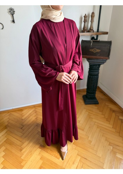 Bordo Fırfırlı Ikili Takım Abaya Takım 5038 indirimleri