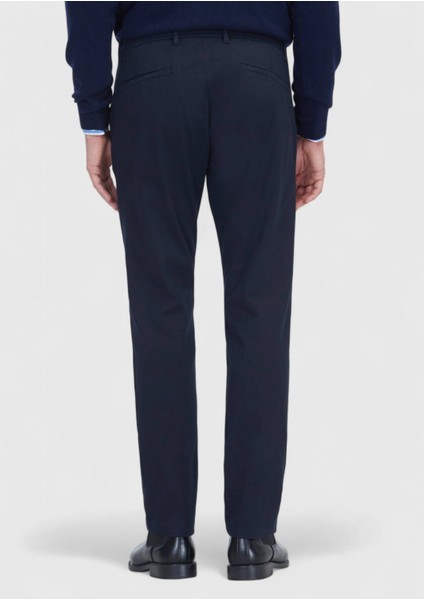 Lacivert Düz Dokuma Regular Fit Casual Pamuk Karışımlı Pantolon indirimleri