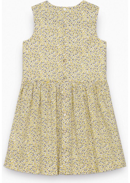 Sarı Desenli Koton Kolsuz Kız Çocuk Elbise fiyatları