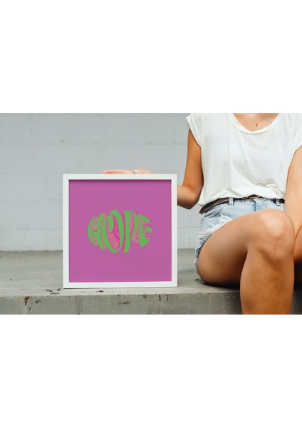 Colorful Words Pembe Hope Beyaz Çerçeveli Tablo fiyatları