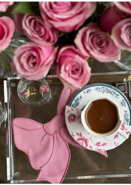 Bow Pembe Keten 4'lü Bardak Altlığı fiyatları