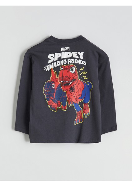 Yeni Sezon Bisiklet Yaka Spider-Man Baskılı Erkek Çocuk Tişört