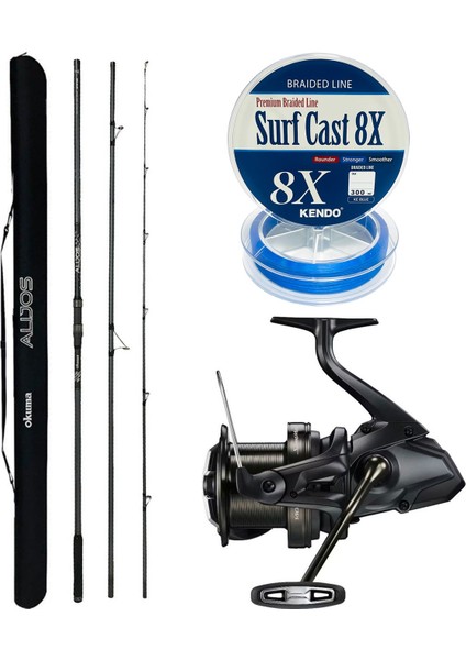 Yekoutdoor Profesyonel Olta Seti Okuma Alijos Surf 435 cm 100+250 gr 3 Parça&shimano Makina Speedmaster 14000 Xtd