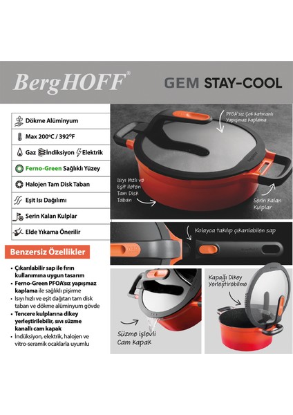 Gem Stay Cool Forest Döküm Pilav Tenceresi 28 cm fiyatları