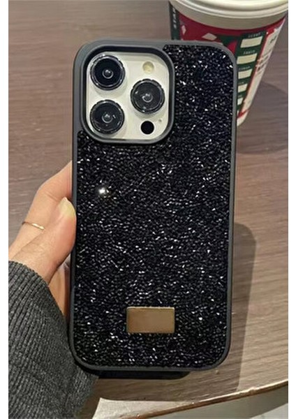 iPhone 14 Pro Max Uyumlu – Elmas Tasarımlı, Siyah Taşlı, Işıltılı Pırlanta Silikon Kılıf fırsatları