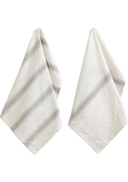 Remsa Beyaz/açık Gri Pamuklu 2'li Mutfak Havlusu Seti