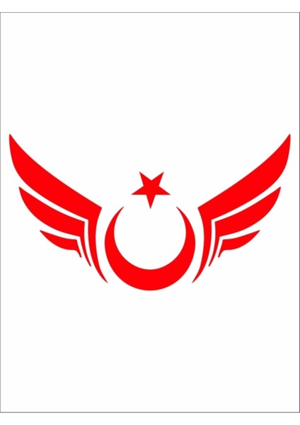 Kanatlı Türk Bayrağı Kırmızı Sticker Yapışkanlı Folyo Otomobil Stickerı
