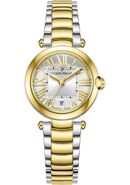 JPQLS967328YG Altın Rengi Metalik Gri Çelik Kadın Kol Saati