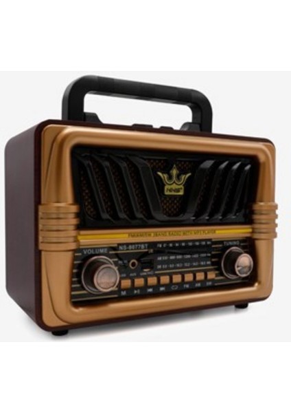 Büyük Boy Telefon Tutma Saplı Retro Ahşap Tasarım Bluetooth Hoparlörlü Radyo – Fm/am Destekli, Şarjlı ve Taşınabilir Radyo NS-8077 fiyatları