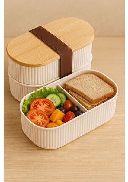 Magou 500ML Ahşap Kapaklı Lunch Box 2'li modelleri