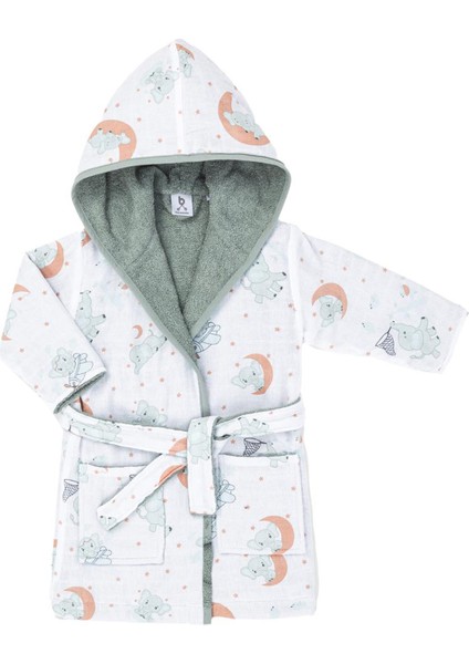 Hero Desenli Elephant Müslin Havlu Bebek Çocuk Bornozu