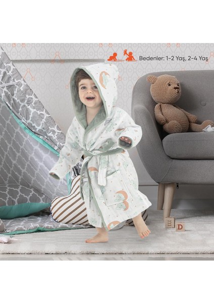 Hero Desenli Elephant Müslin Havlu Bebek Çocuk Bornozu
