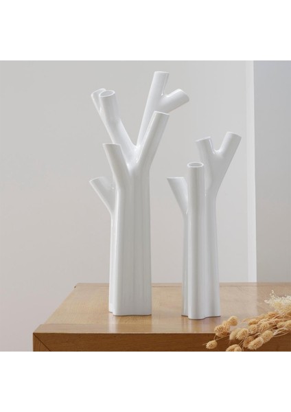 Roseau White Seramik Küçük Boy Vazo 20 cm modelleri