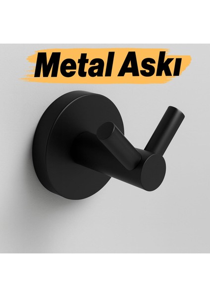 Askılık Vidalı Paslanmaz Metal Duvar Askısı Banyo ve Mutfak Için Modern Tasarım Siyah 3 Adet fiyatları