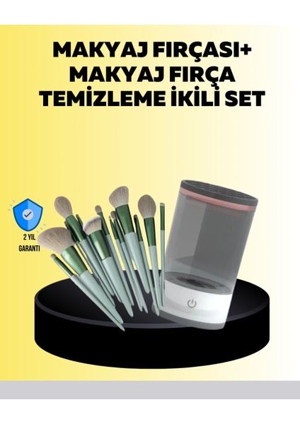 Allzey Hijyenik Makyaj Için 13’lü Fırça Seti ve Elektrikli Temizleyici
