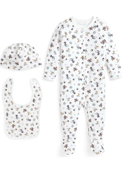 Çok Renkli Desenli Kız Bebek 3lü Set