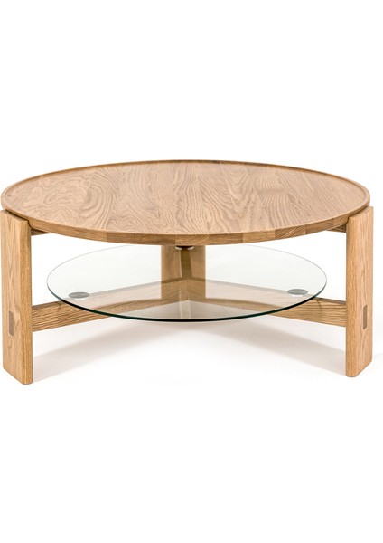 Vasso Camlı Natürel Meşe Orta Sehpa