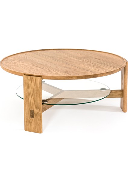 Vasso Camlı Natürel Meşe Orta Sehpa fiyatları