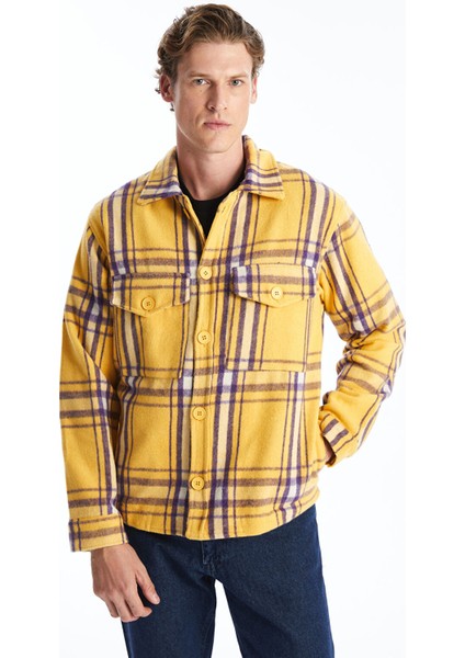 Yeni Sezon Regular Fit Uzun Kollu Ekose Erkek Gömlek Ceket