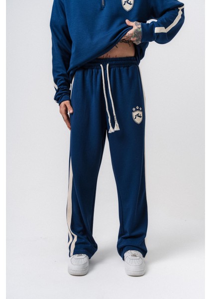 Erkek Şerit Detaylı Modal Baggy Eşofman Altı Lacivert