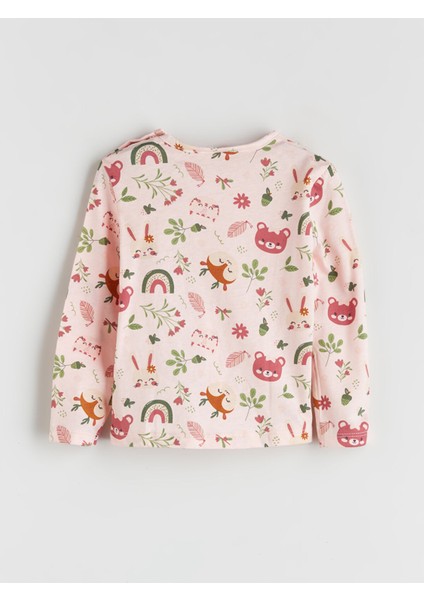 Yeni Sezon Bisiklet Yaka Baskılı Kız Bebek Tişört modelleri