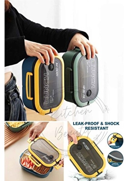 1200ML 2 Katlı 6 Bölmeli Beslenme Çantası Lunch Box,saklama Kabı Çatal Kaşıklı Sefer Tası Sızdırmaz fiyatları