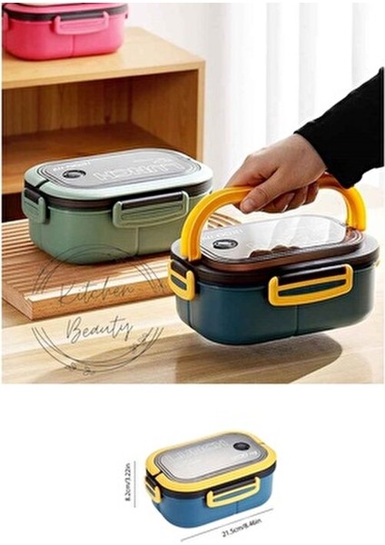 1200ML 2 Katlı 6 Bölmeli Beslenme Çantası Lunch Box,saklama Kabı Çatal Kaşıklı Sefer Tası Sızdırmaz fırsatları