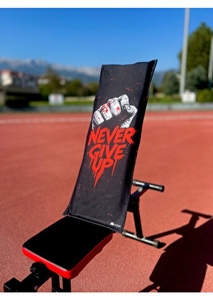 Pamuklu Yeni Nesil Fitness Spor Havlusu - Dijital Baskılı - Hızlı Kuruyan Mikrofiber |never Give Up