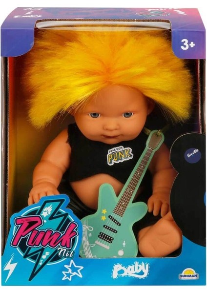 Punkçı Bebek Figürü 25 cm - Sarı Saçlı (Bamido)