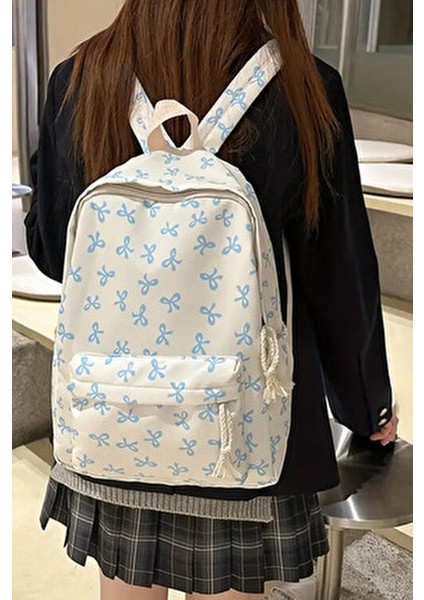 Kore Tarzı Kurdele Desenli Sırt Çantası Spor Çantası Okul Çantası Günlük Kullanım Çanta