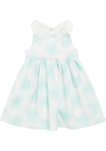 Yeşil Desenli Kolsuz Kız Bebek Elbise