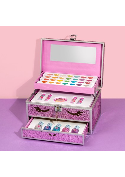Büyük Boy Pırıltılı Kız Çocuk Makyaj Seti Kutusu modelleri