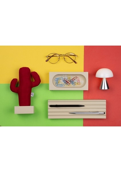 Kayigo Woody Krem Üçlü Ofis Seti - Kırmızı Cactus modelleri