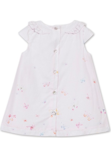 Pembe Kelebek Baskılı Kısa Kollu Kız Bebek Elbise fiyatları