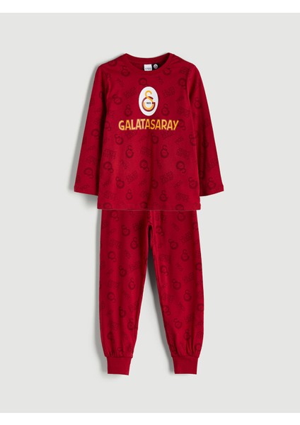 Yeni Sezon Bisiklet Yaka Galatasaray Baskılı Erkek Çocuk Pijama Takımı