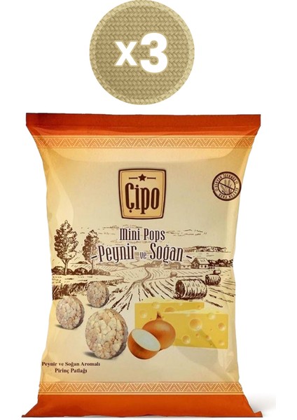 Çipo Peynir ve Soğan Aromalı Pirinç Patlağı 60 G x 3 Paket (Glütensiz & Vegan)