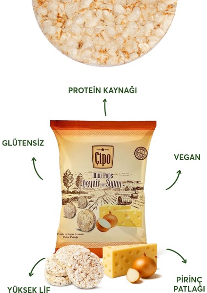 Çipo Peynir ve Soğan Aromalı Pirinç Patlağı 60 G x 3 Paket (Glütensiz & Vegan) fırsatları