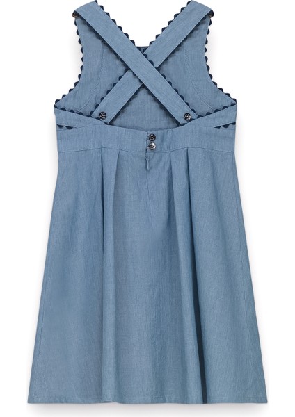 Mavi Jean Görünümlü Askılı Kız Çocuk Elbise fiyatları